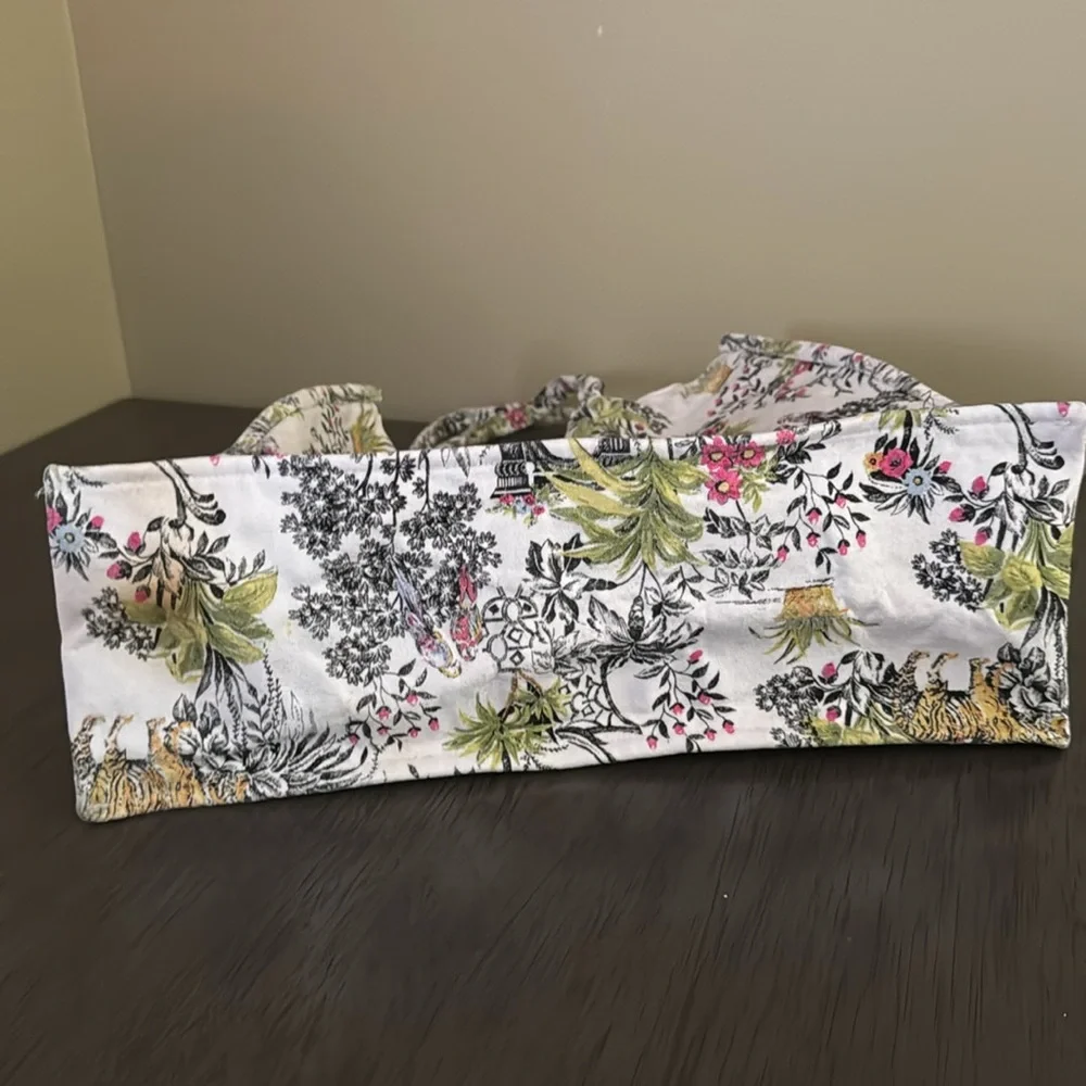 Exclusive Floral Jungle Print Tote Shopping Bag Travel Material Sturdy Cotton - Picture 7 of 13